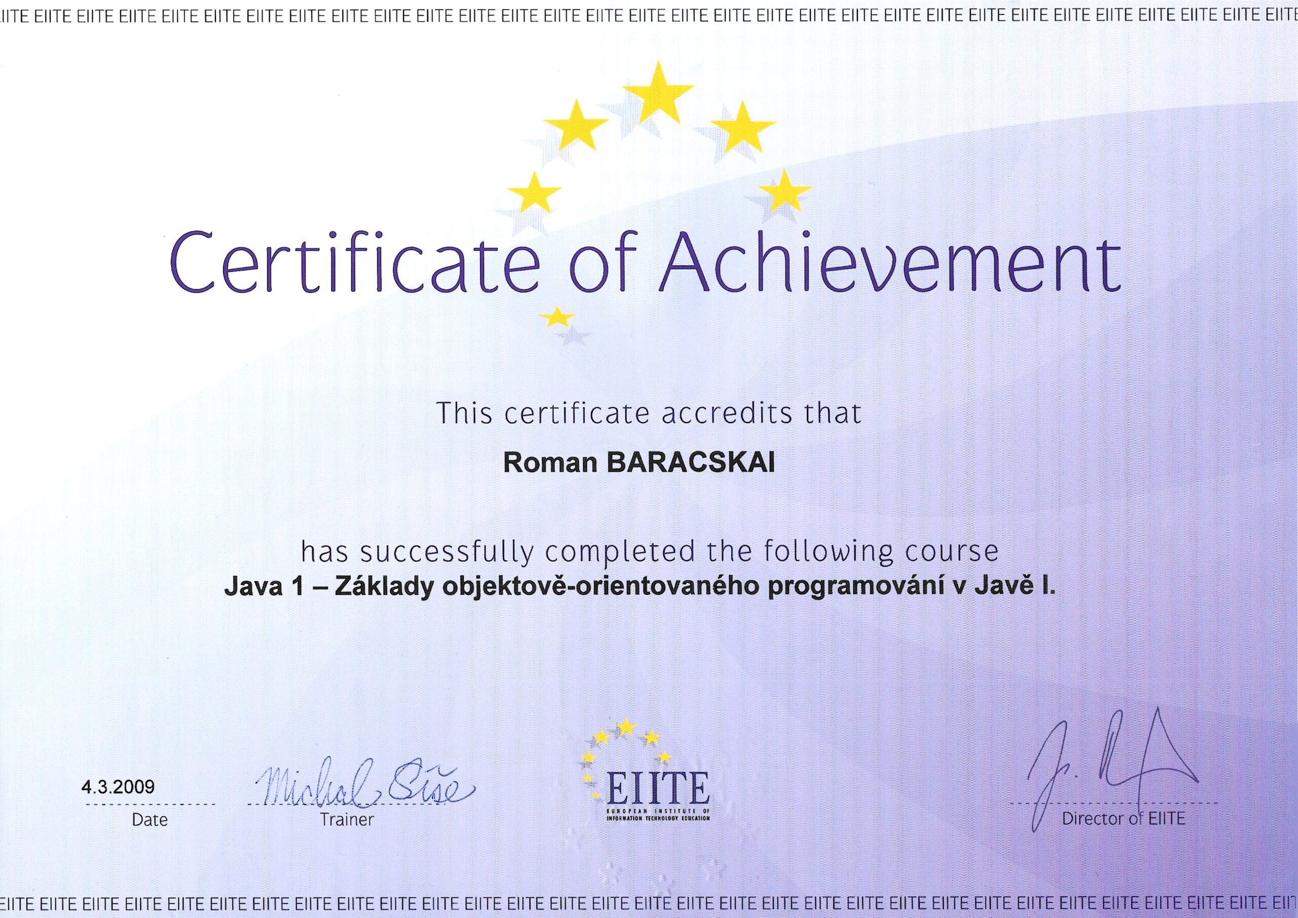 Certifikace Roman Baracskai