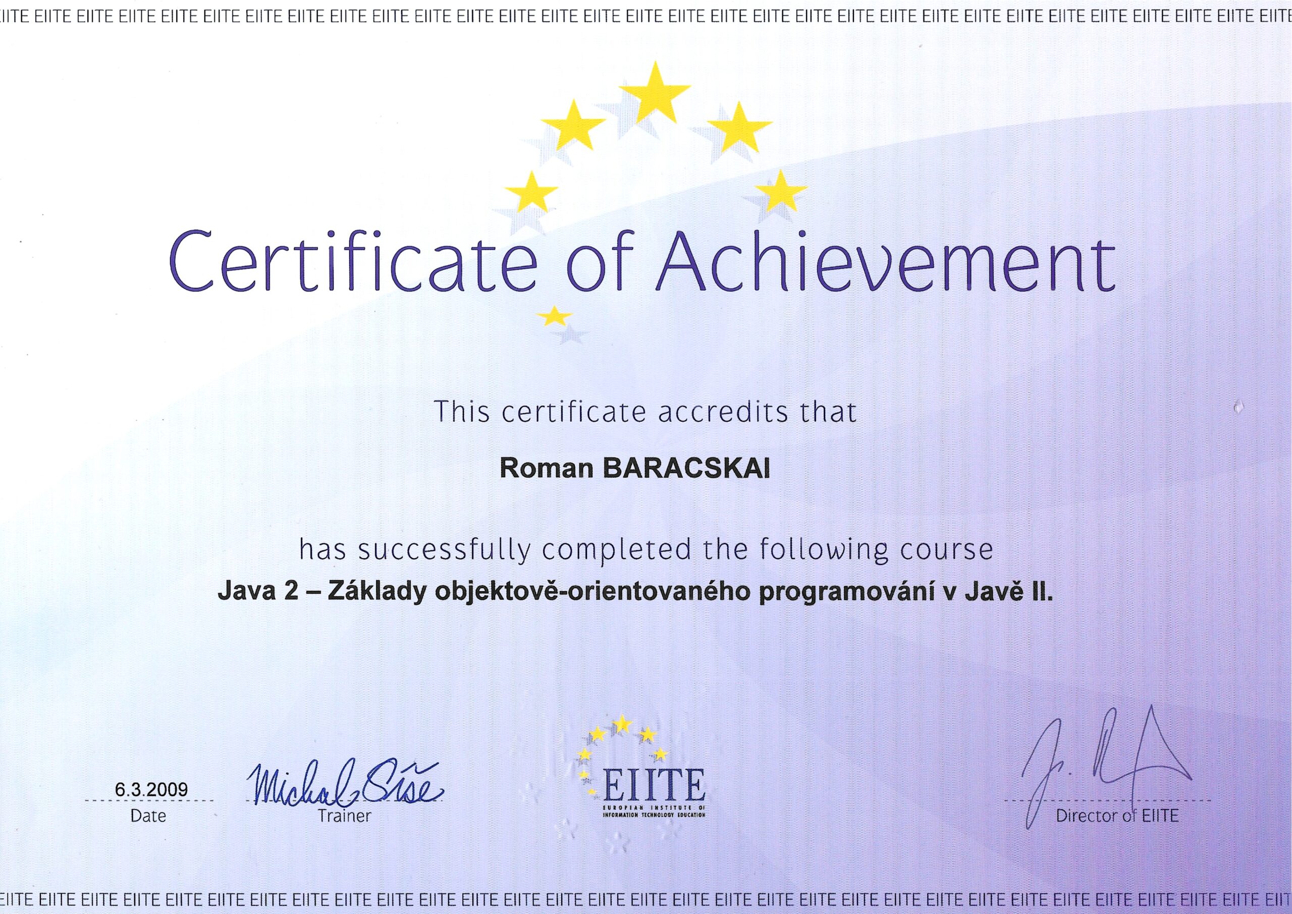 Certifikace Roman Baracskai